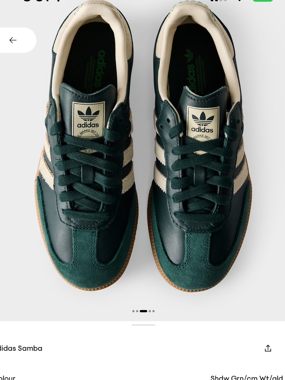 adidas Samba OG Sneakers - Dark Green / White / Gum